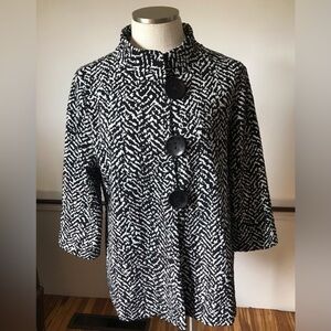 JM Black and White Jacket with Large Buttons Size M